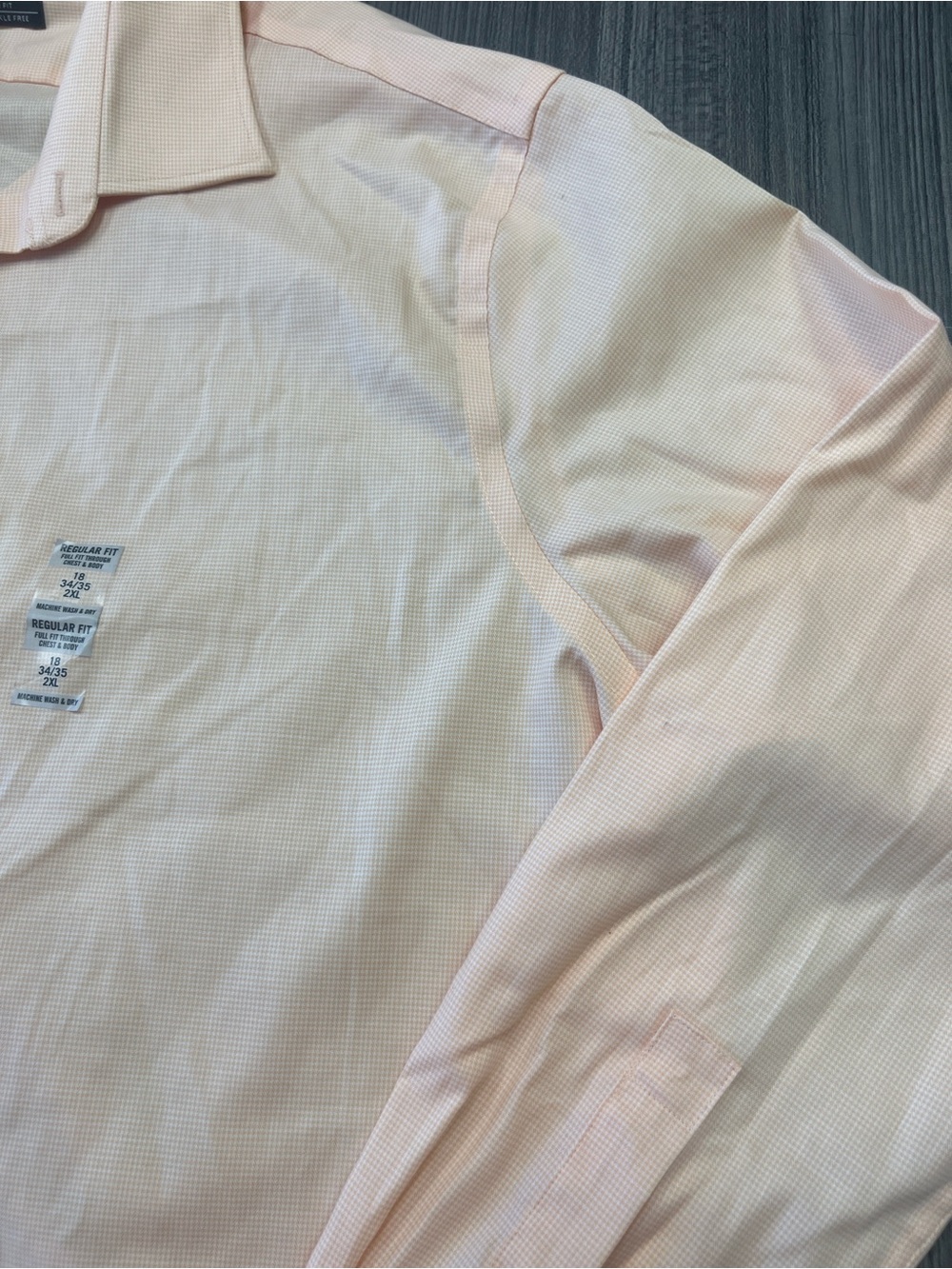 NWT Michael Kors Men's Dress Shirt Gingham Light Orange 2XL Regular Fit - Picture 4 of 12
